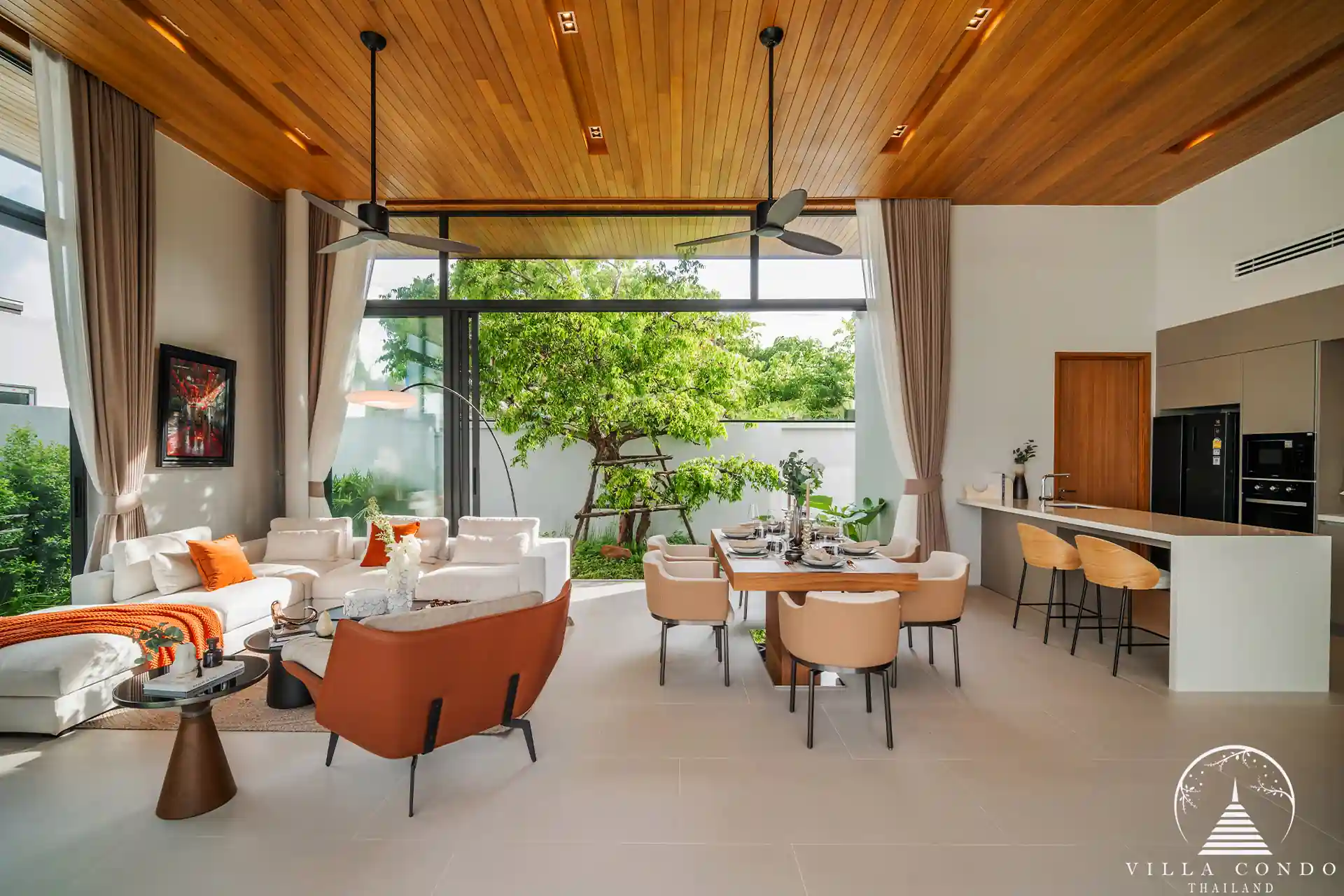 High-ceiling living at Botanica Wisdom near UWC International School Botanica Wisdom near UWC International School high-ceiling living dining garden