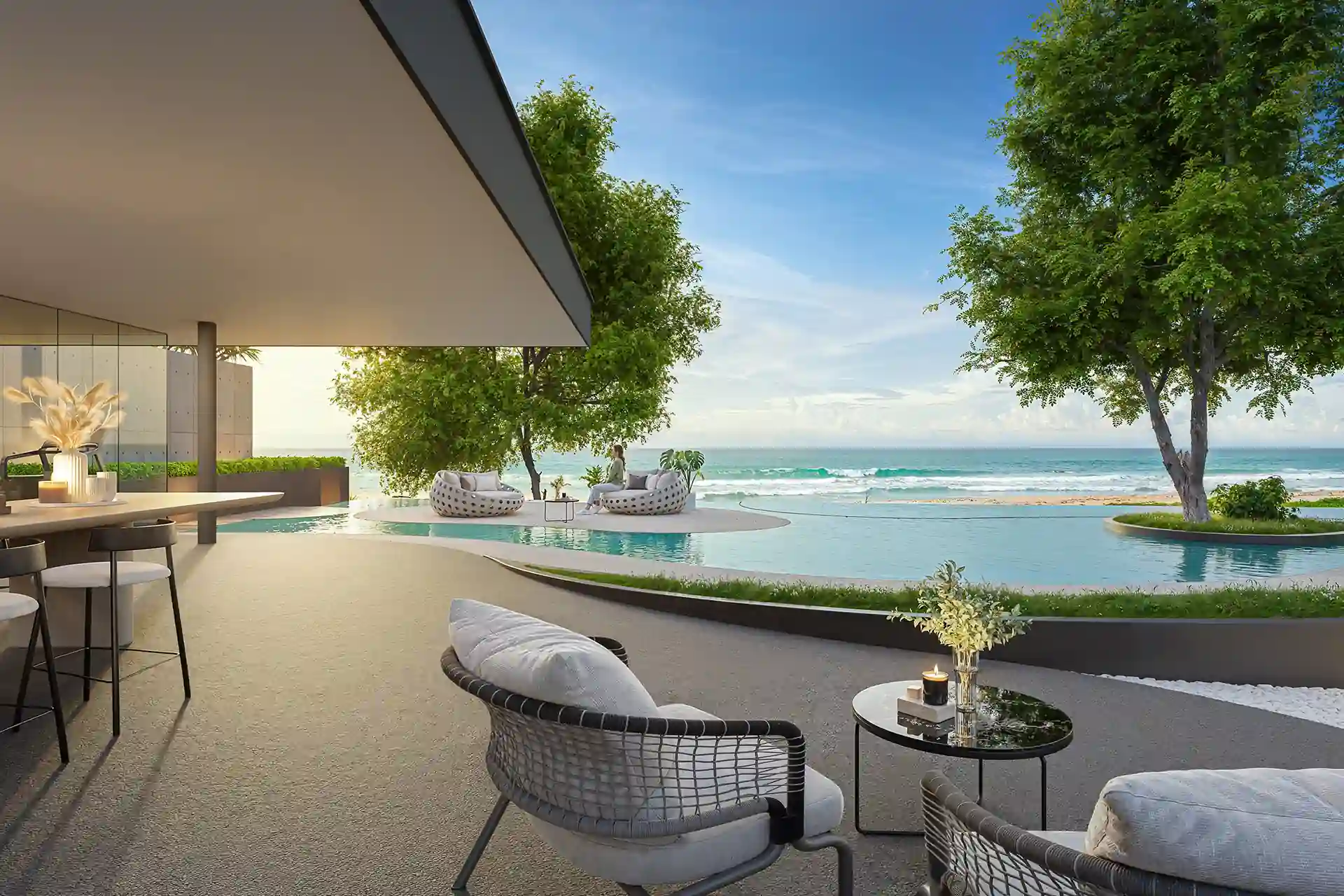 Sea Theatre Beachfront Rawai beachfront pool terrace overlooking tropical sea