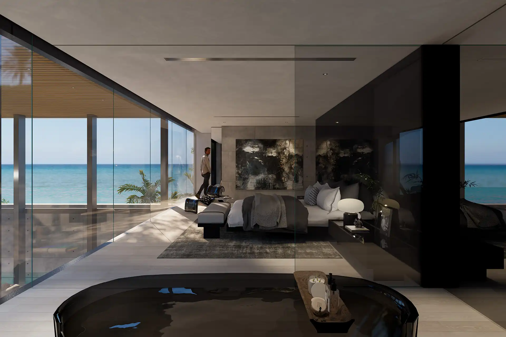 Sea Theatre Beachfront Rawai oceanfront master suite with panoramic sea view