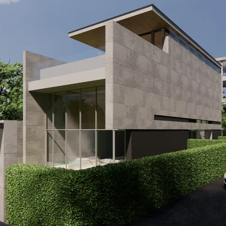 Sea Theatre Beachfront Rawai contemporary villa exterior with private driveway