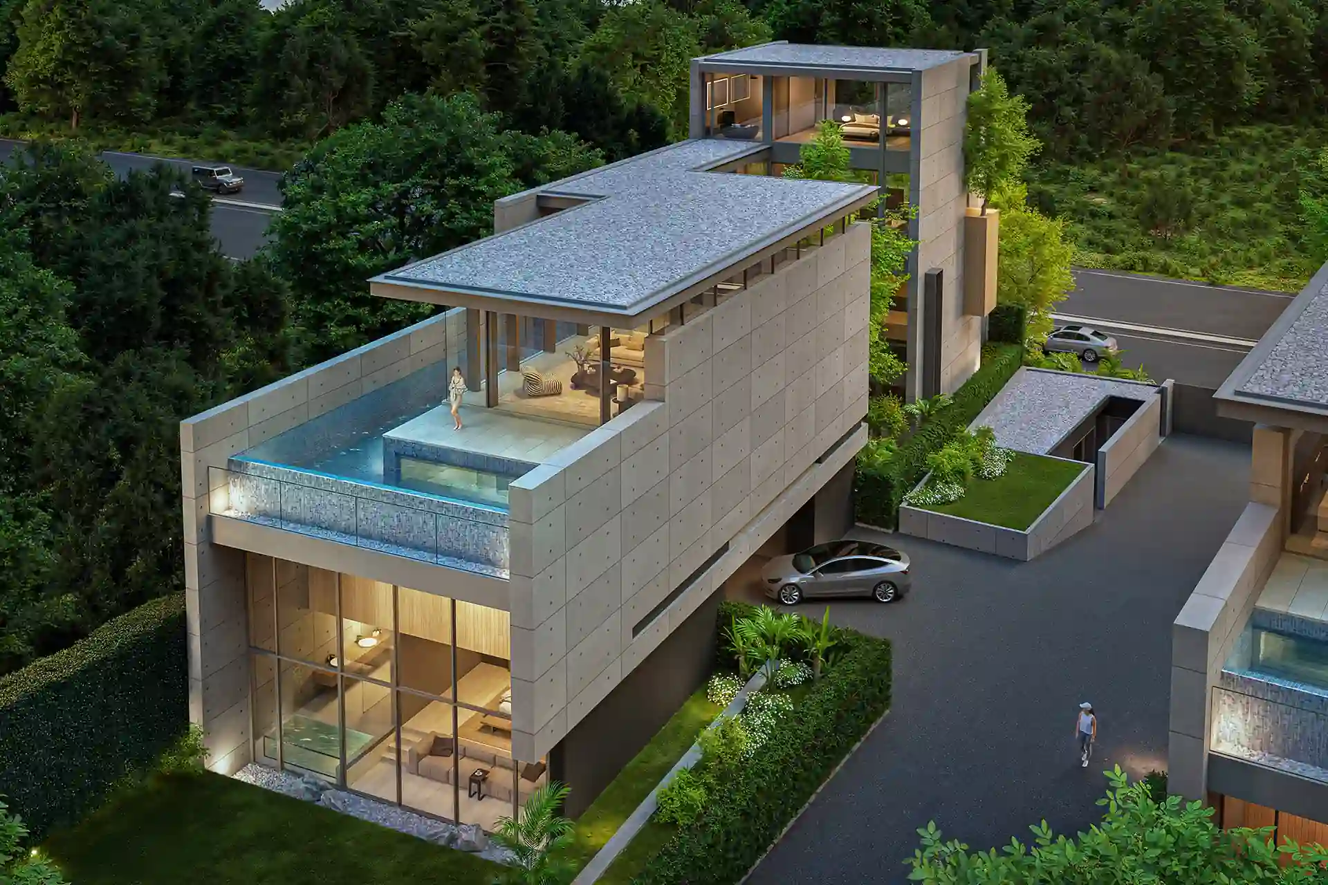 Sea Theatre Beachfront Rawai rooftop infinity pool villa amid greenery