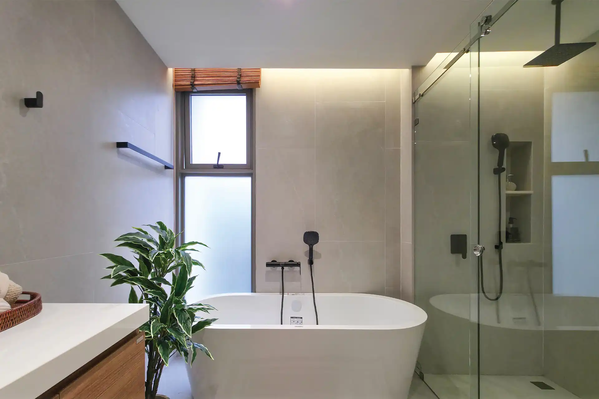 Serene Raya Bangjo ensuite bathroom with soaking tub and large window