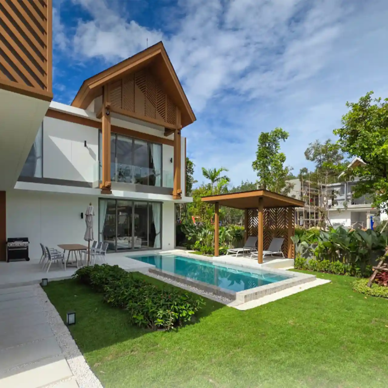 Serene Raya Bangjo private pool villa with garden sala on sunny day