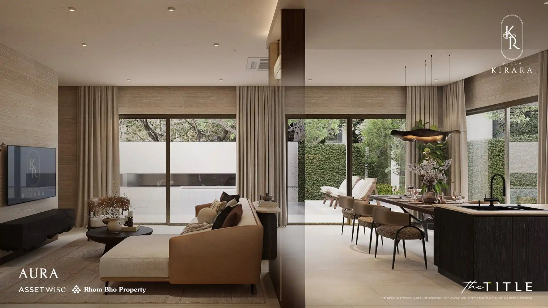 Villa Kirara Pool Villas, Cherng Talay Aura living area with garden outlook