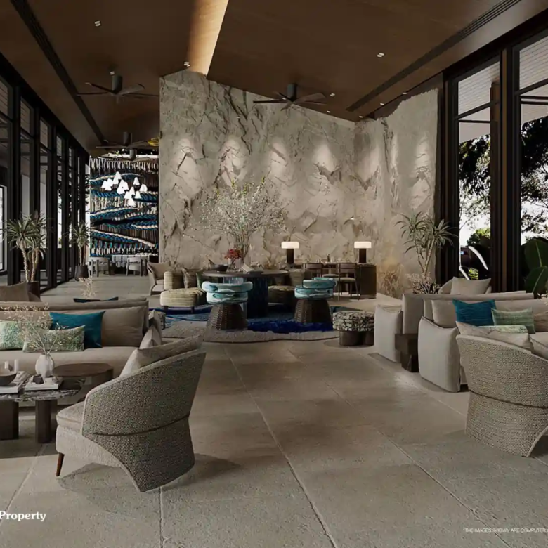 Villa Kirara Pool Villas, Cherng Talay luxury lounge lobby with garden views