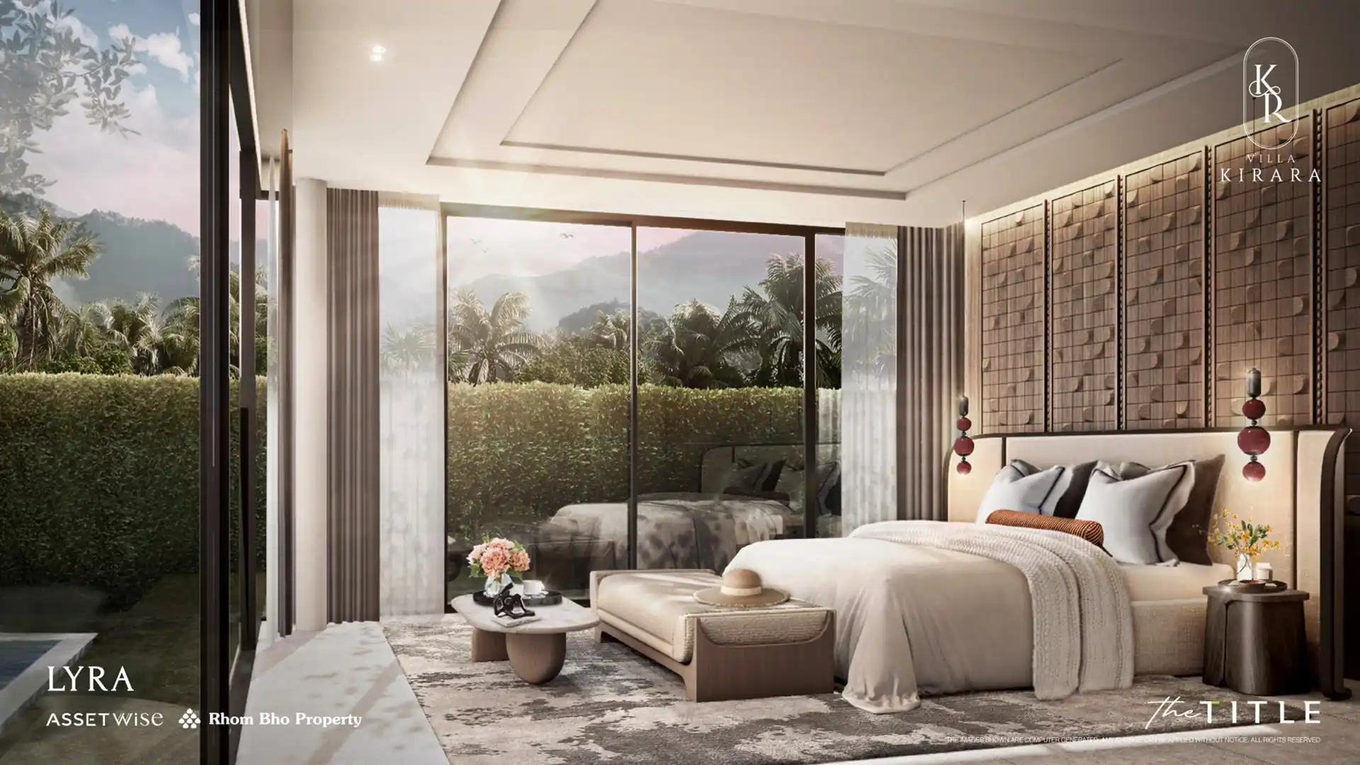 Villa Kirara Pool Villas, Cherng Talay Lyra master bedroom with mountain panorama