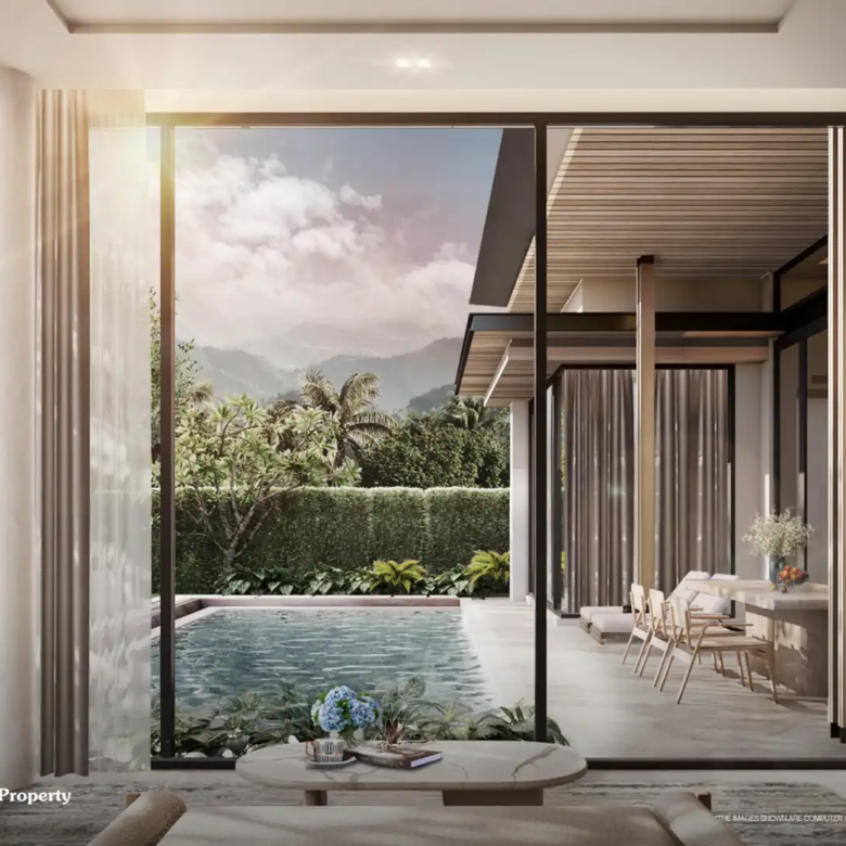 Villa Kirara Pool Villas, Cherng Talay living area to pool