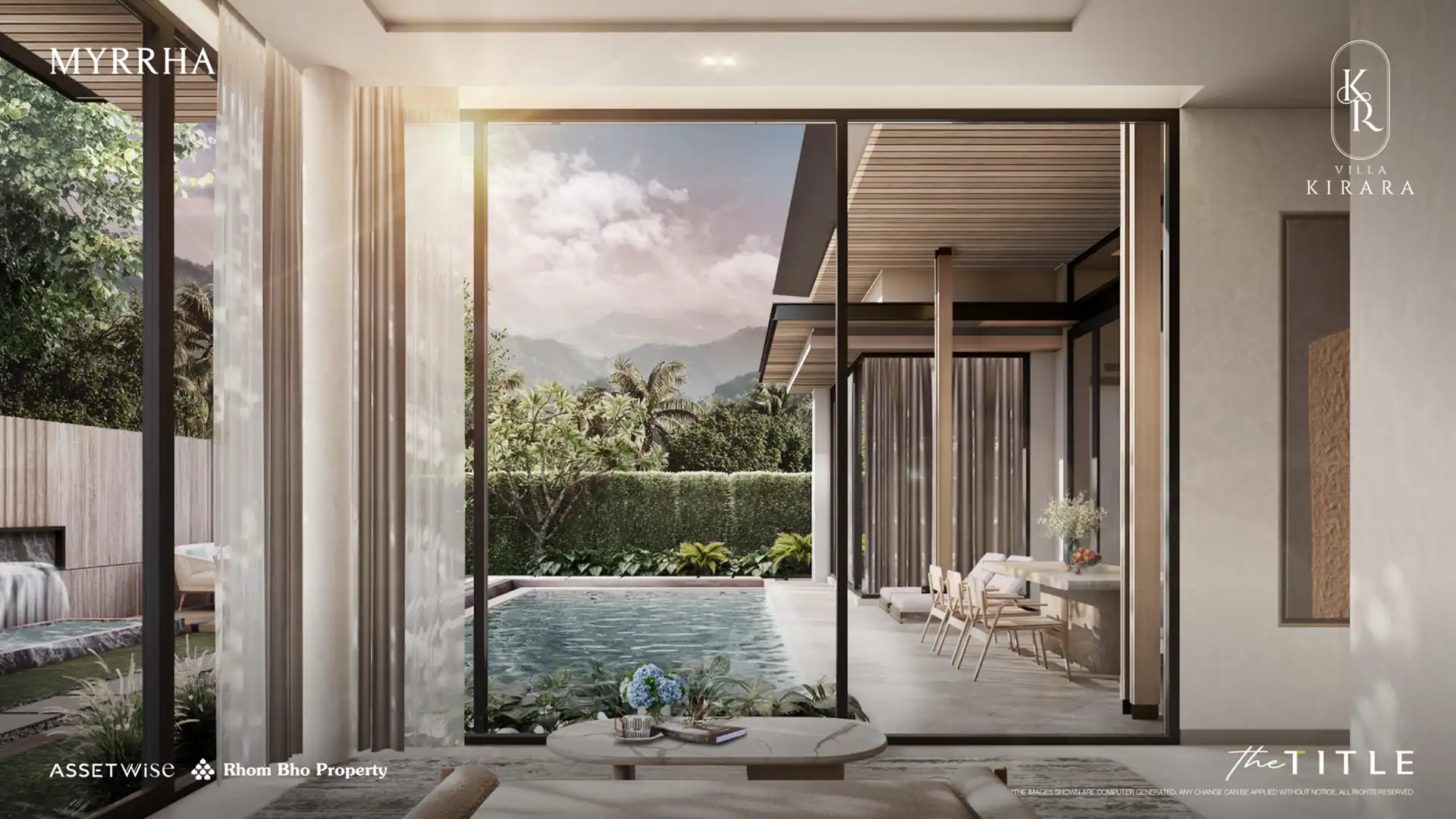 Villa Kirara Pool Villas, Cherng Talay living area to pool