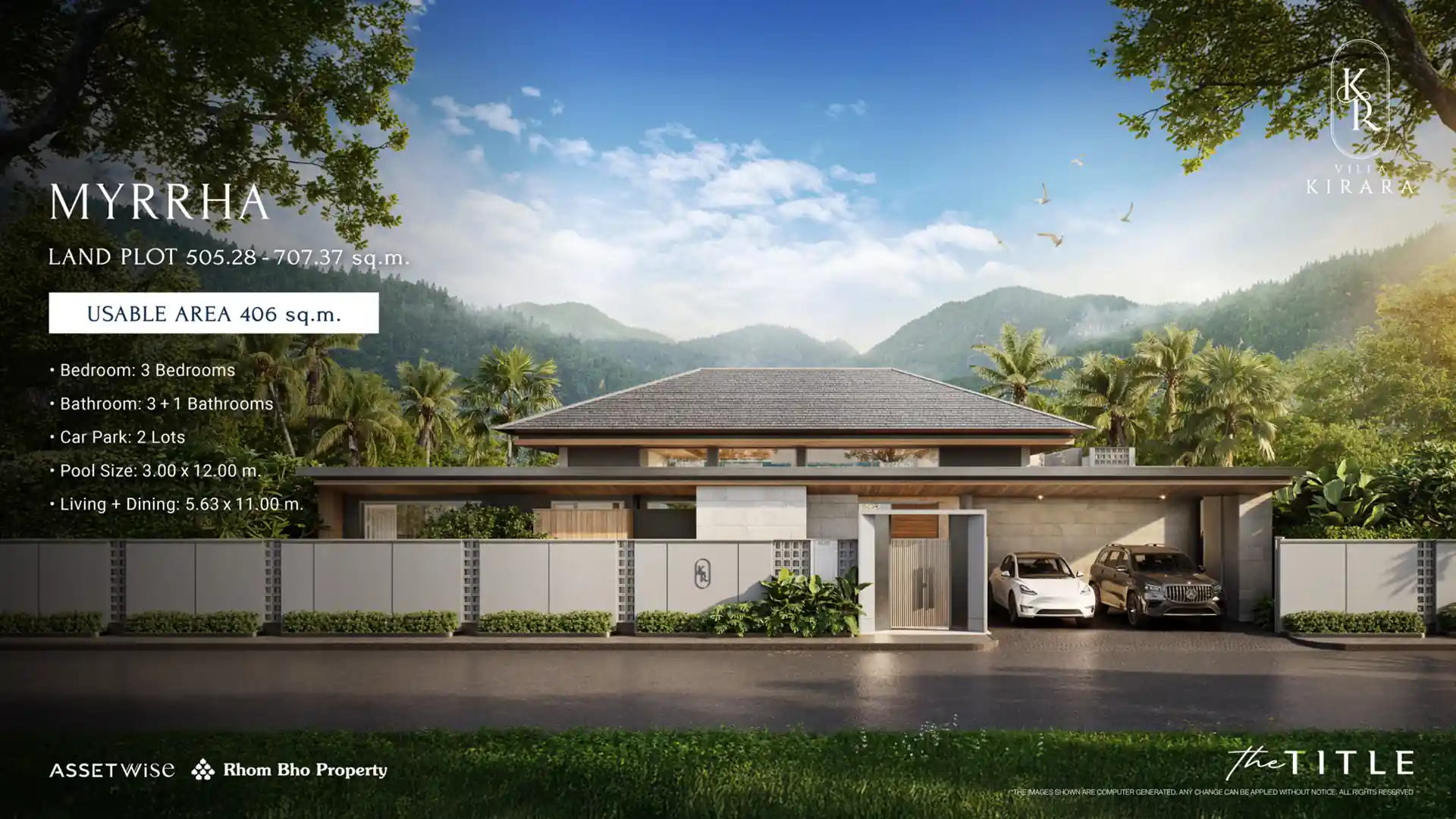 Villa Kirara Pool Villas, Cherng Talay Myrrha single-storey pool villa facade