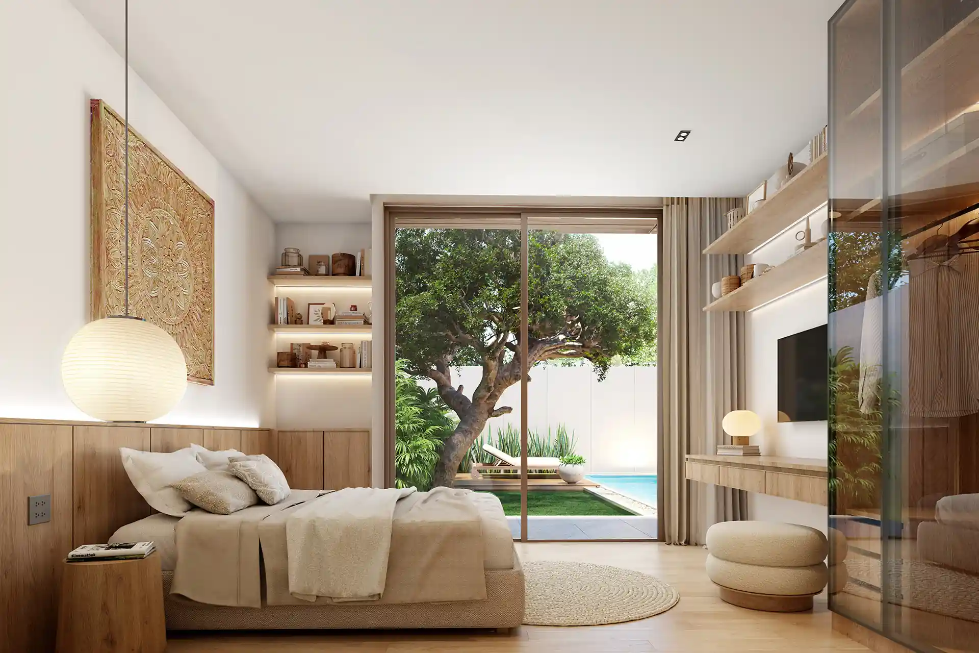 Mono Champaca Pool Villas bedroom opening to private garden and pool