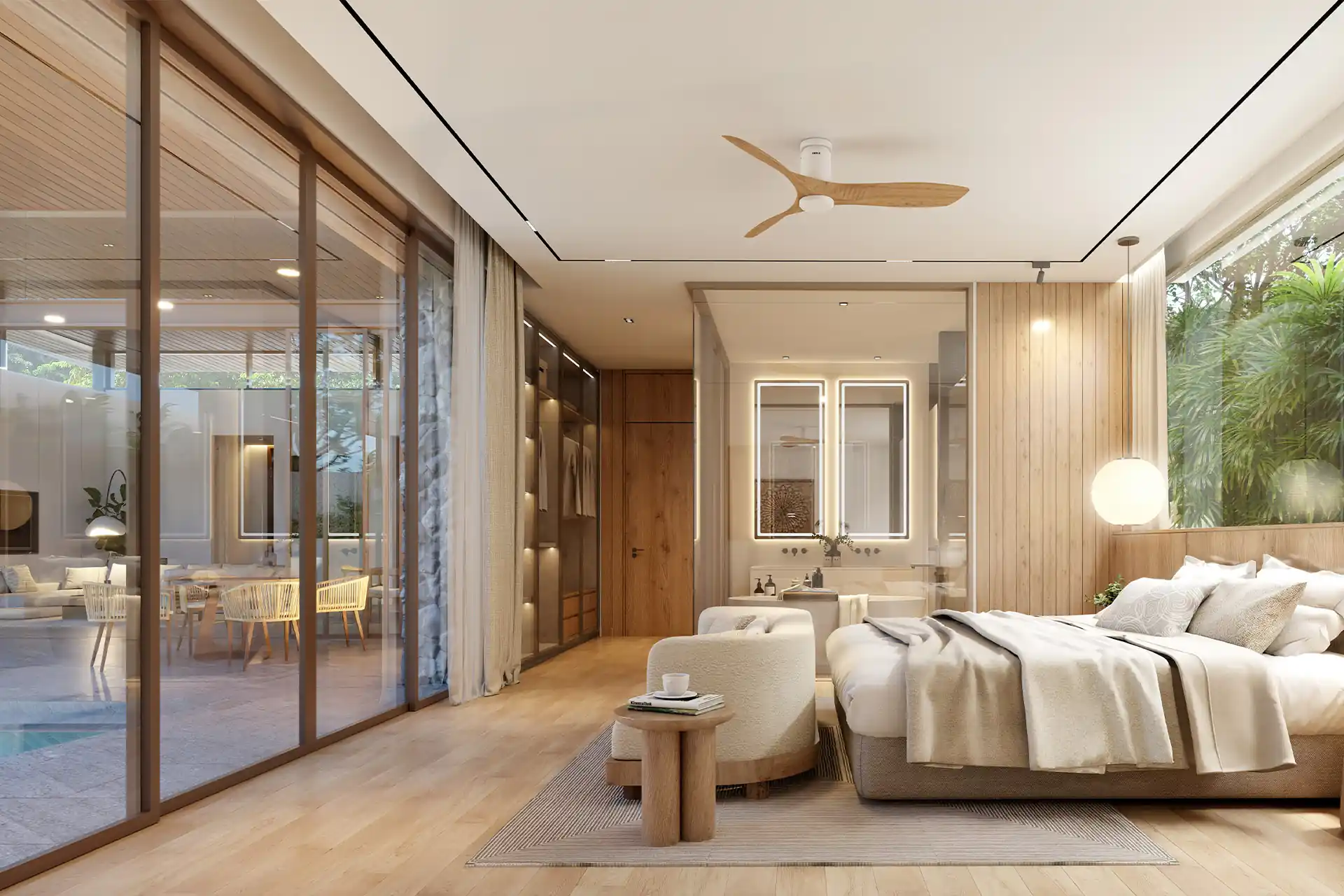 Mono Champaca Pool Villas master bedroom with ensuite and walk-in