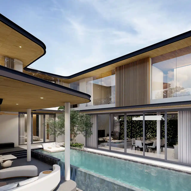 Nature's Rest Villa Cherng Talay courtyard pool with outdoor seating