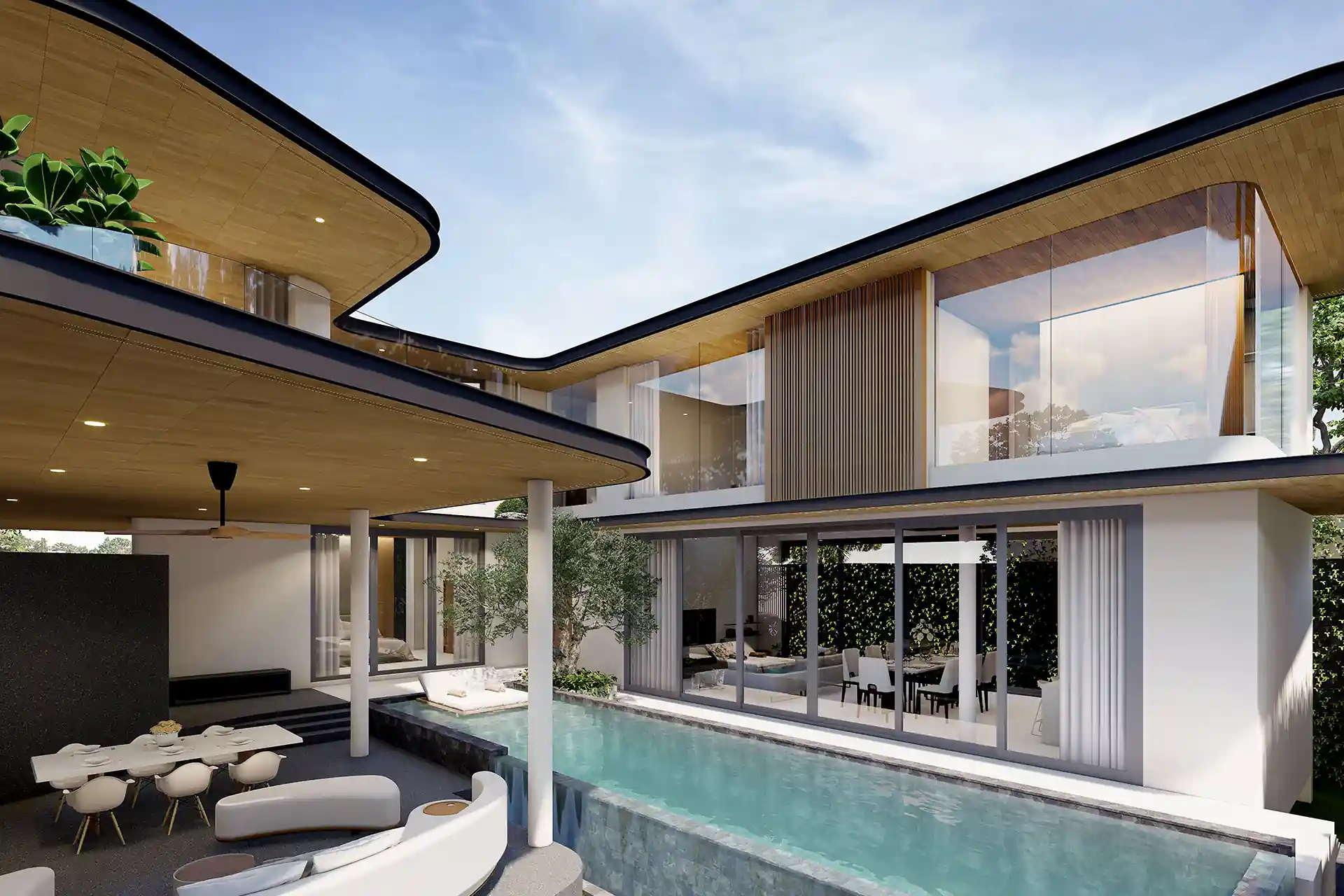 Nature's Rest Villa Cherng Talay courtyard pool with outdoor seating