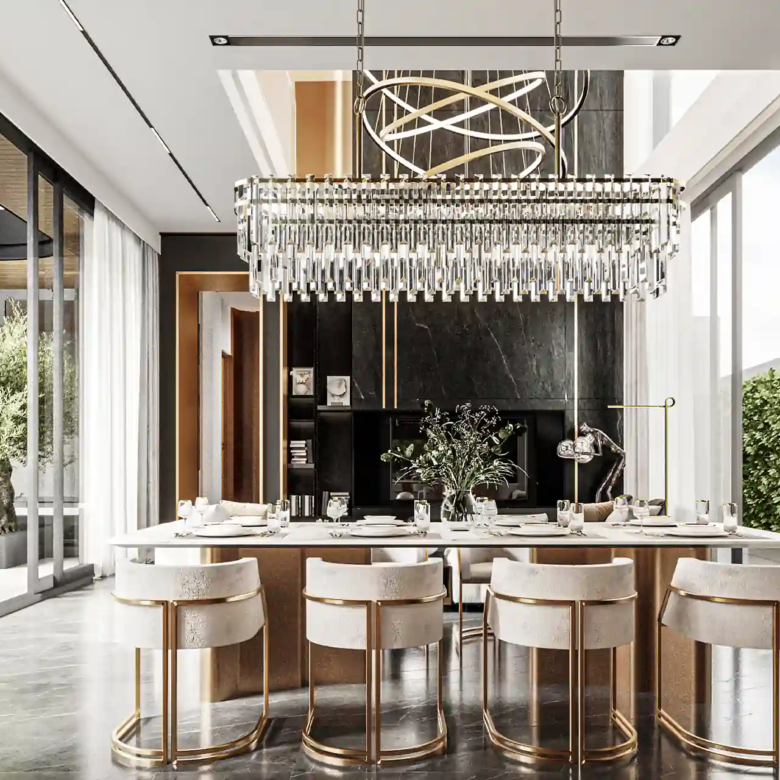 Nature's Rest Villa Cherng Talay luxury dining room with crystal chandelier