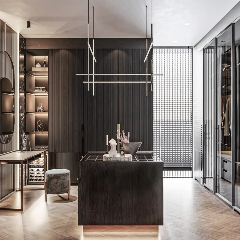 Nature's Rest Villa Cherng Talay bright glass walk-in closet design
