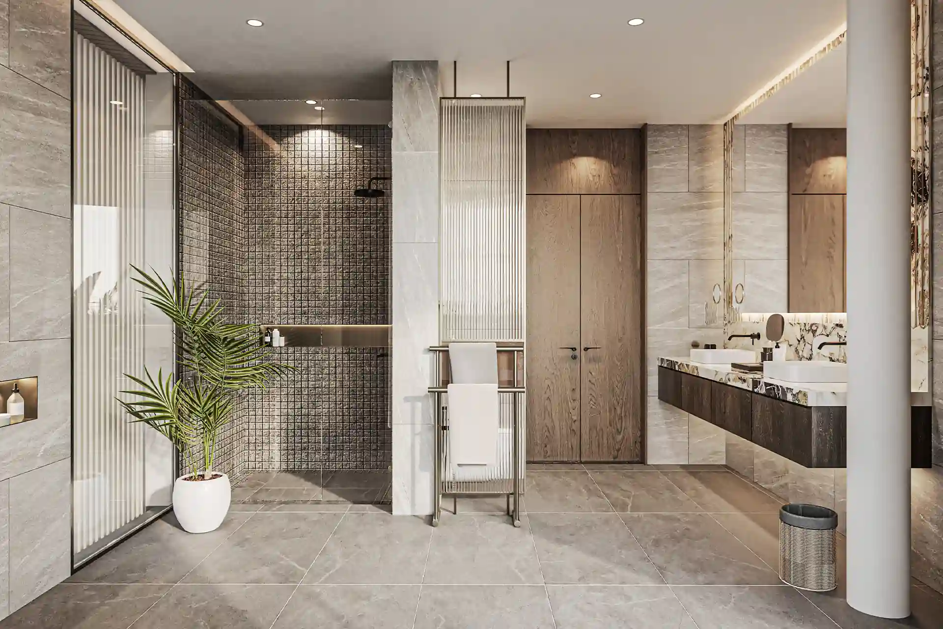 Nature's Rest Villa Cherng Talay spacious bathroom with walk-in shower design