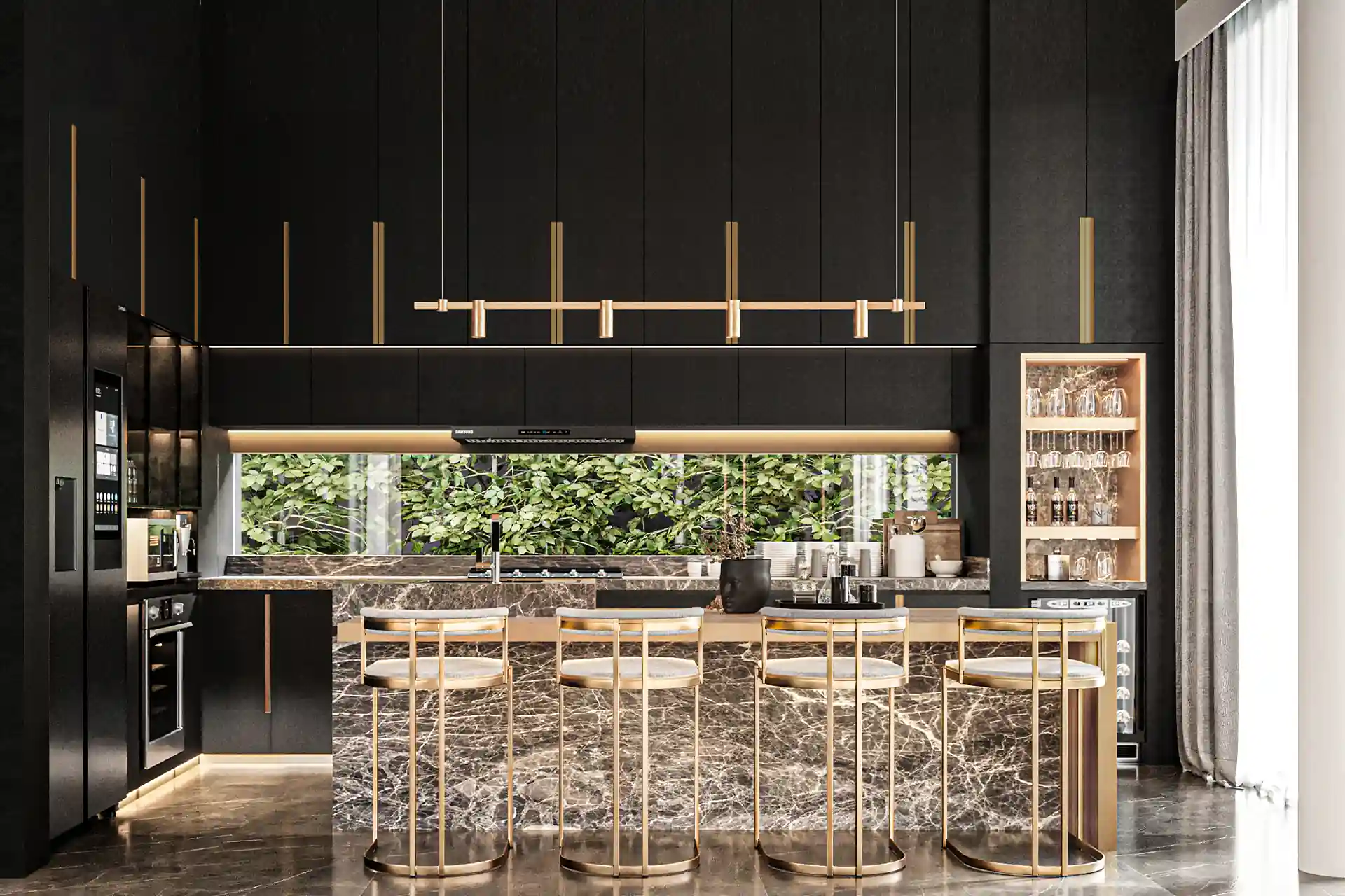 Nature's Rest Villa Cherng Talay luxury kitchen with marble island bar