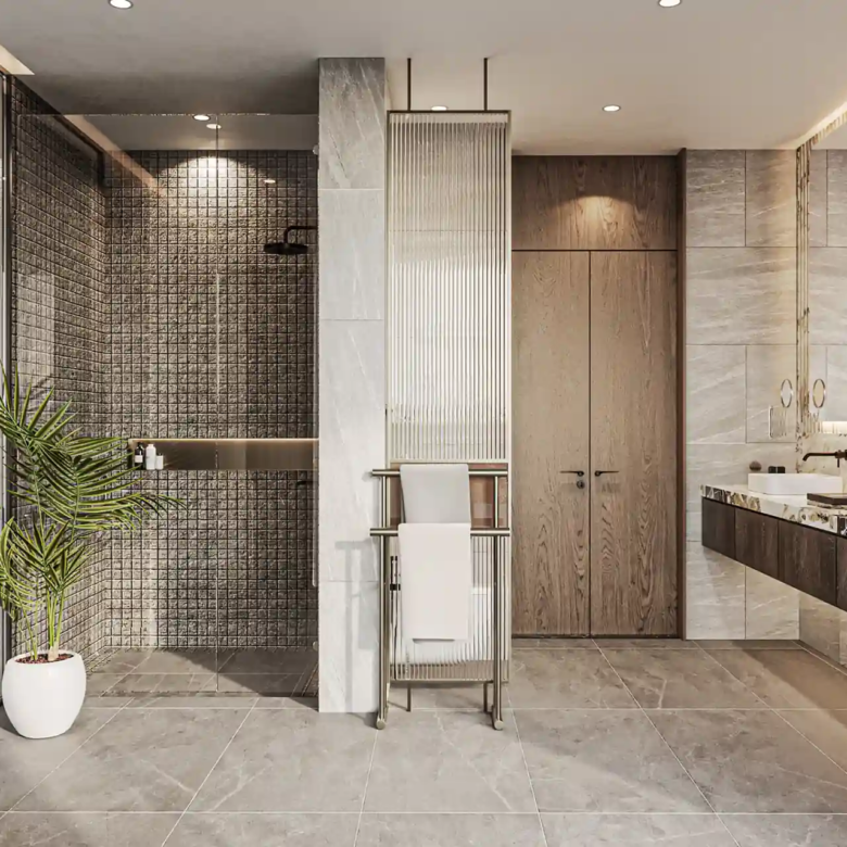Nature's Rest Villa Cherng Talay luxury master bathroom with shower