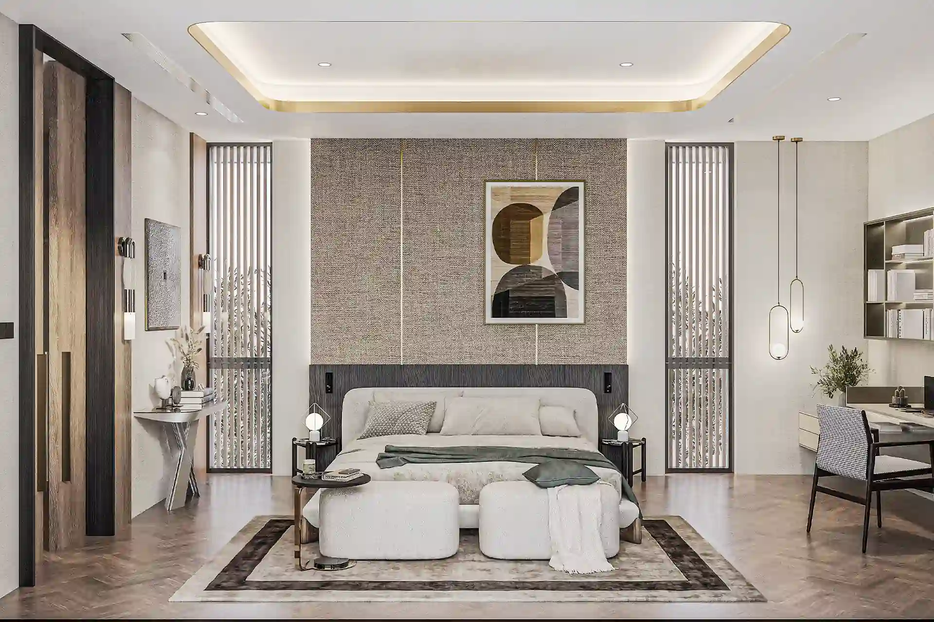 Nature's Rest Villa Cherng Talay master suite with desk and window views