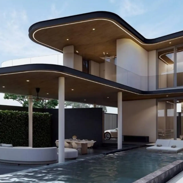 Nature's Rest Villa Cherng Talay pool terrace with covered lounge
