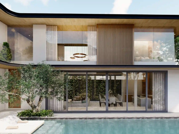 Nature's Rest Villa Cherng Talay poolside facade with full-height glazing