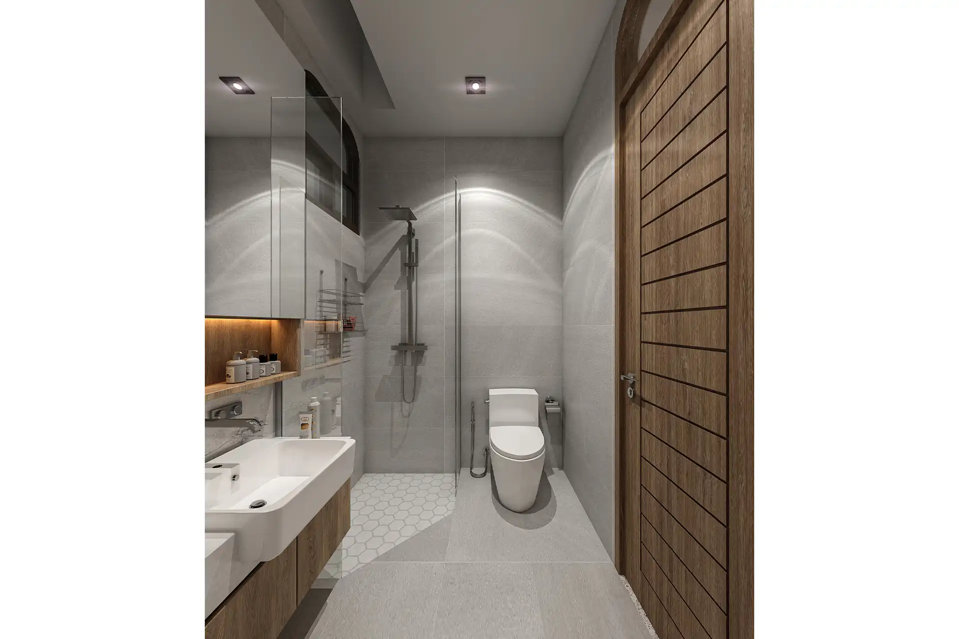 Rungtiva Private Pool Villas modern bathroom with walk-in shower