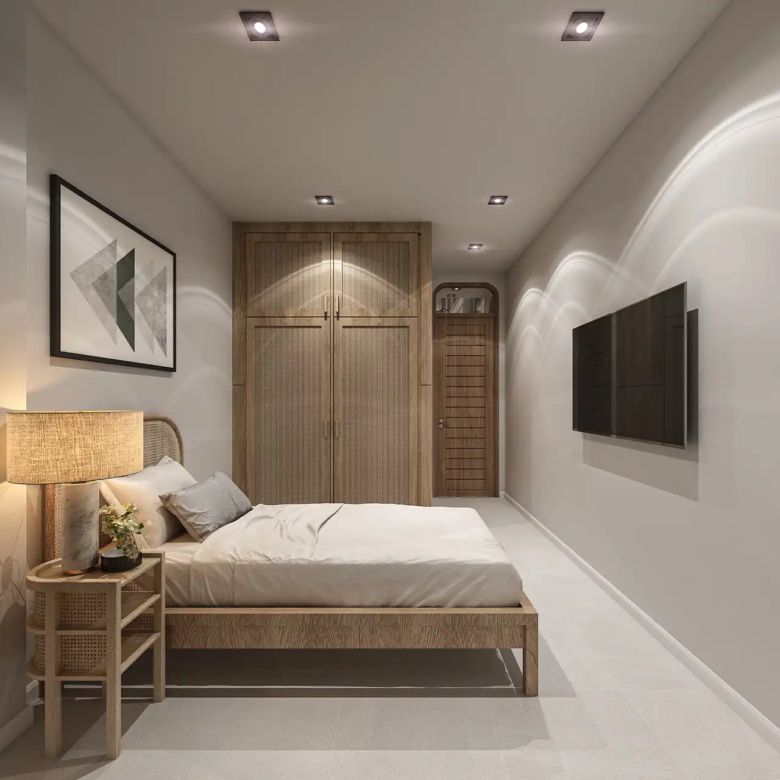 Rungtiva Private Pool Villas bedroom with built-in wardrobe storage