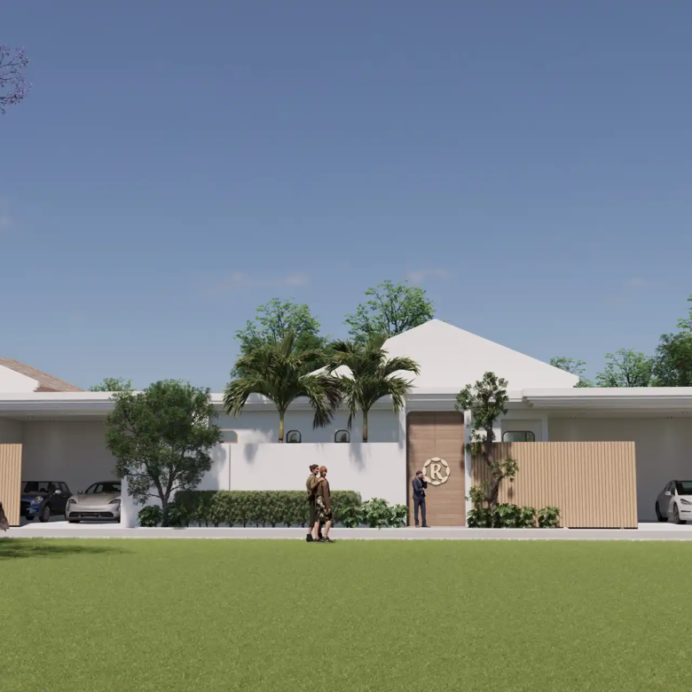 Rungtiva Private Pool Villas front facade with private parking bays
