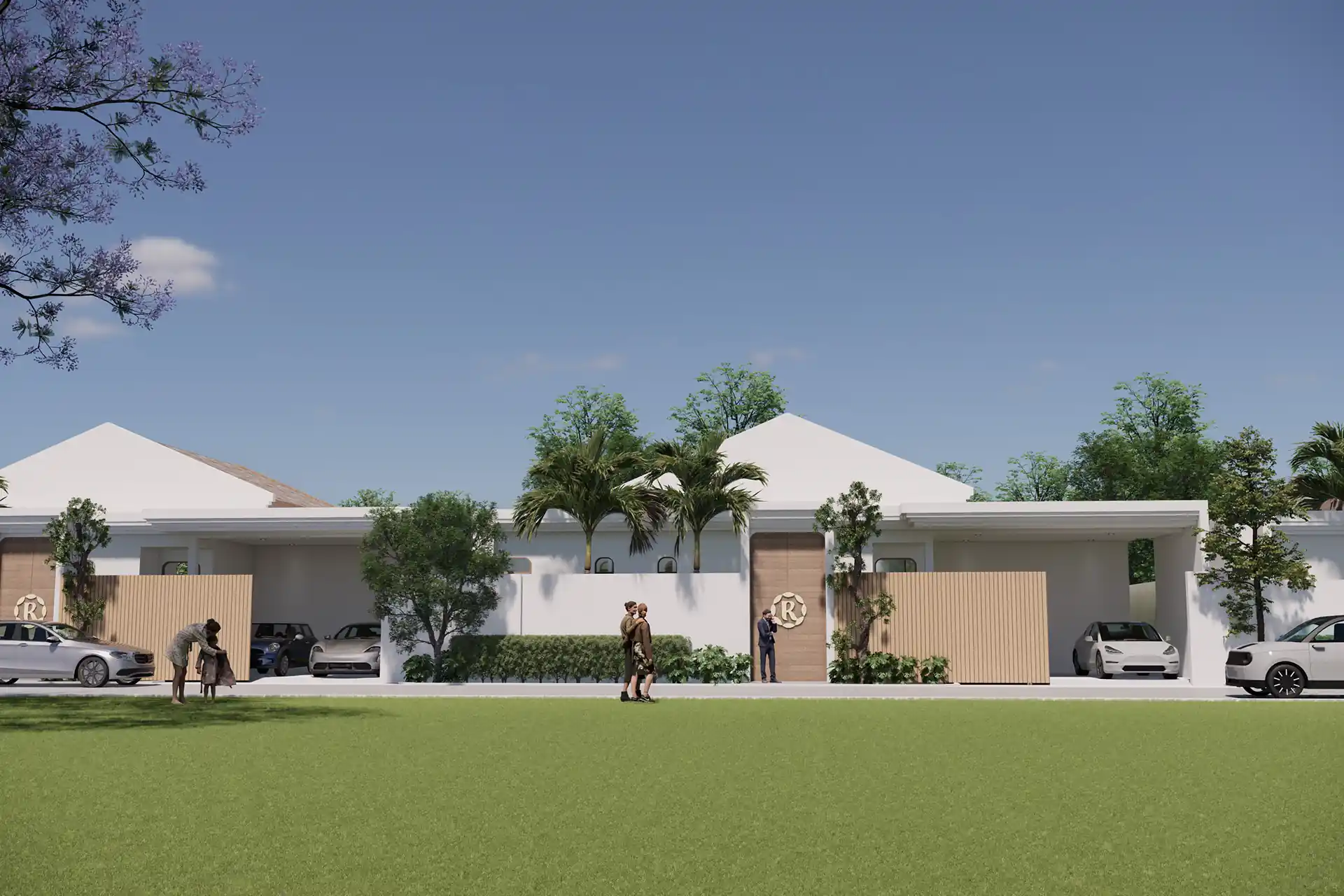 Rungtiva Private Pool Villas front facade with private parking bays
