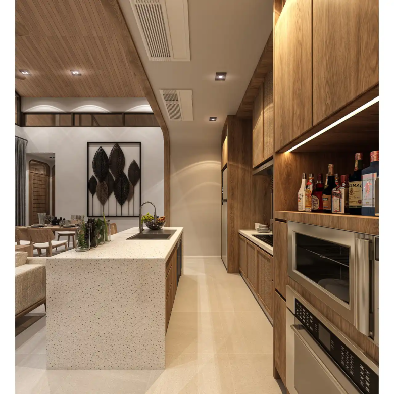 Rungtiva Private Pool Villas kitchen with built in appliances