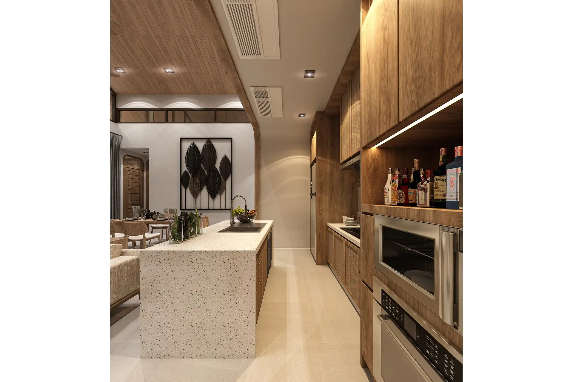 Rungtiva Private Pool Villas kitchen with built in appliances