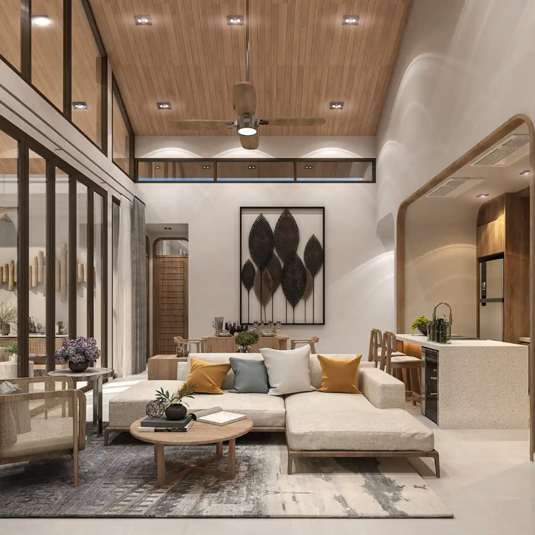 Rungtiva Private Pool Villas living area with large sofa