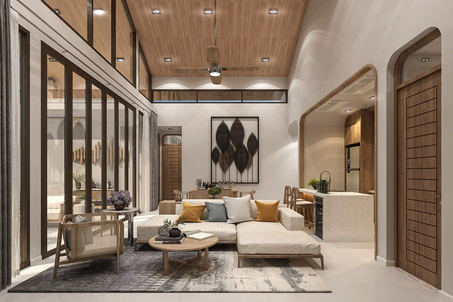 Rungtiva Private Pool Villas living area with large sofa