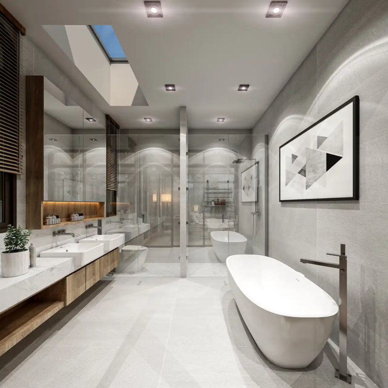 Rungtiva Private Pool Villas master bathroom with freestanding bathtub