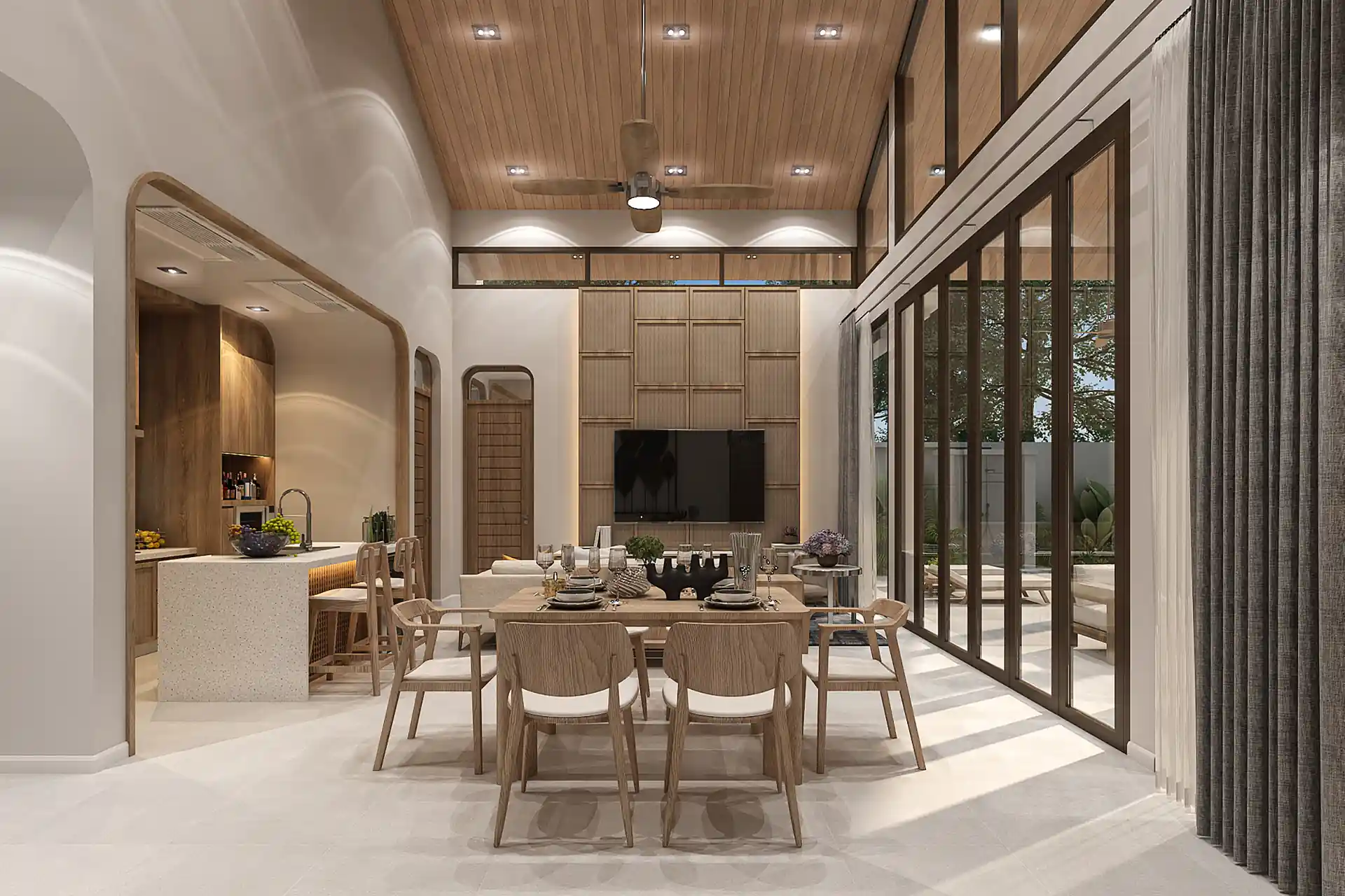 Rungtiva Private Pool Villas open-plan living and dining area