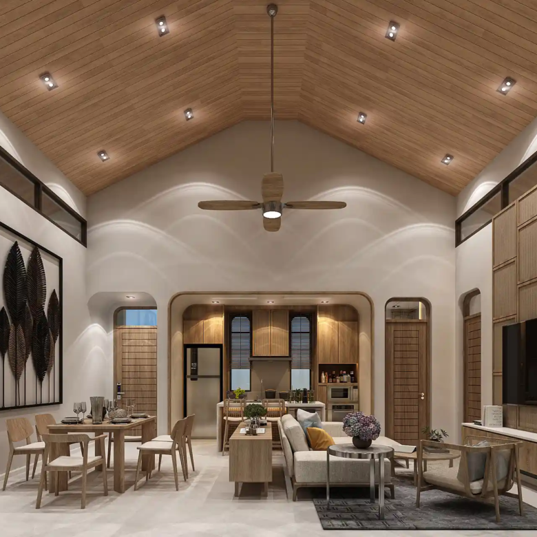Rungtiva Private Pool Villas open plan living and kitchen layout