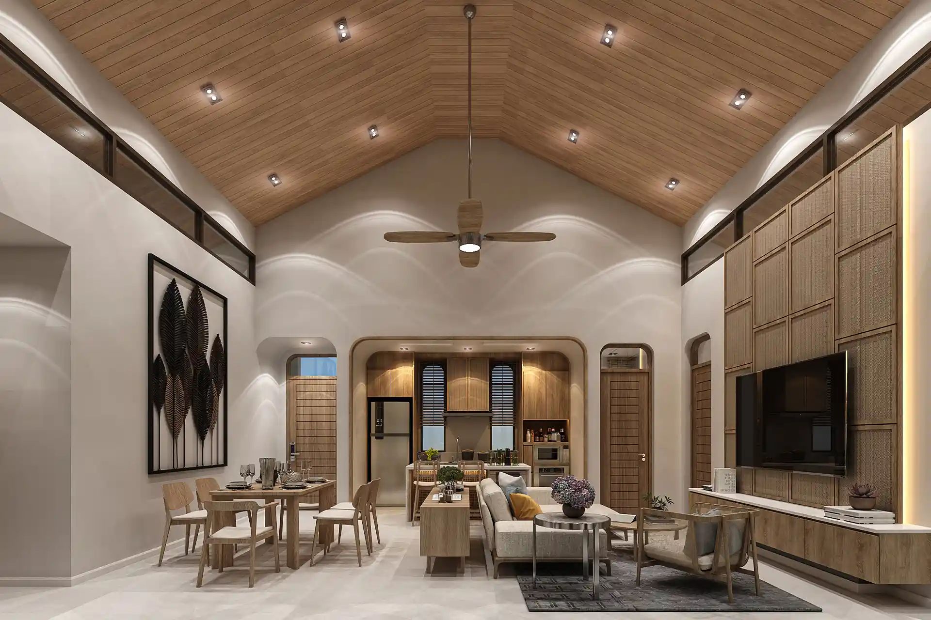 Rungtiva Private Pool Villas open plan living and kitchen layout
