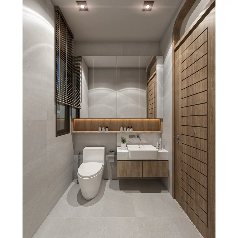 Rungtiva Private Pool Villas powder room with vanity and mirror