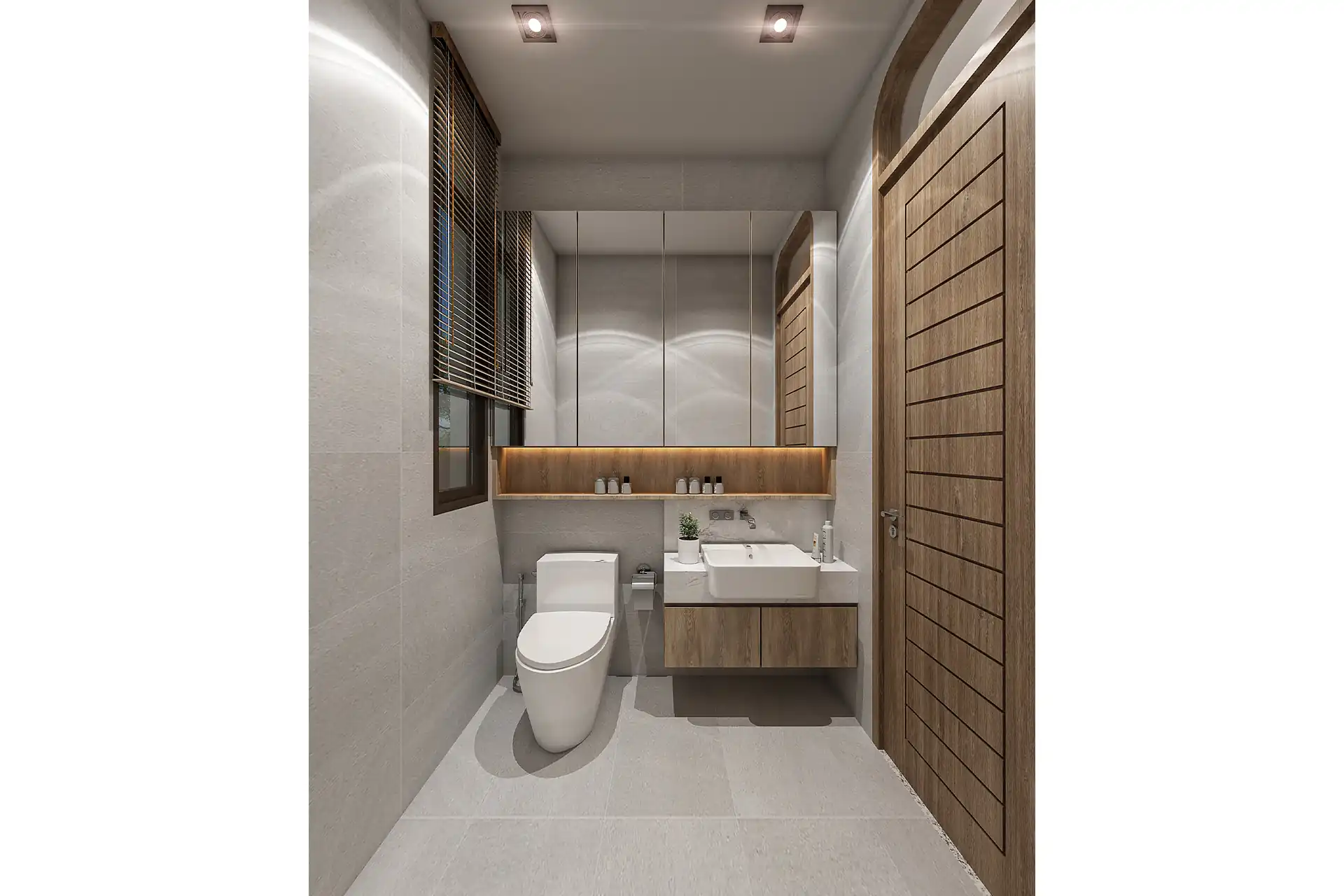 Rungtiva Private Pool Villas powder room with vanity and mirror