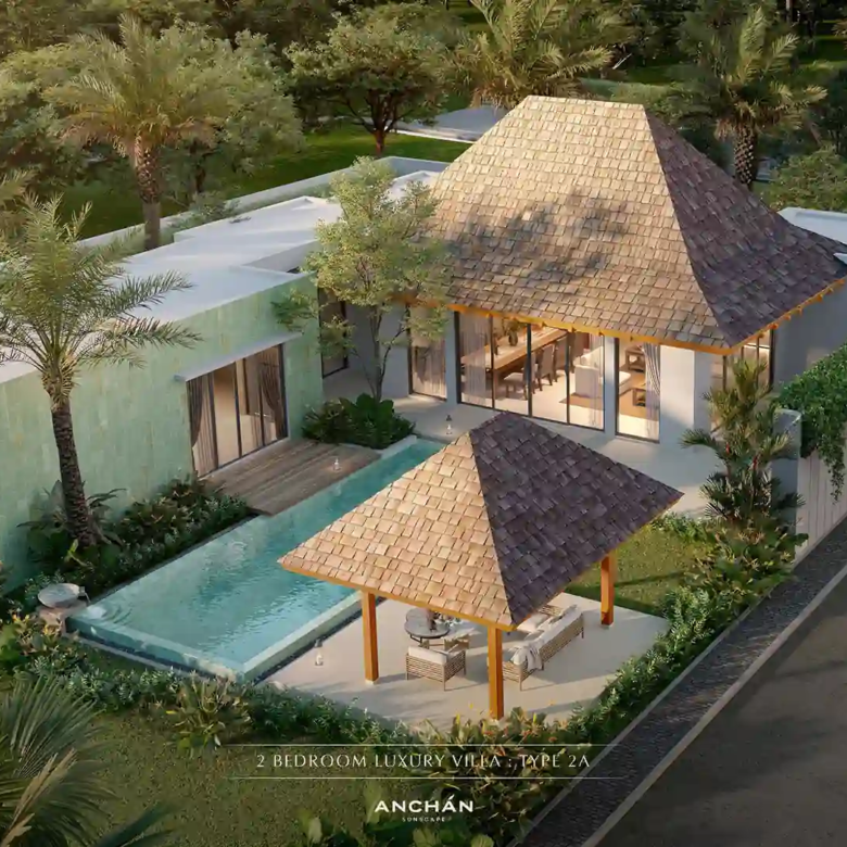 Anchan Sunscape Thep Krasattri 2-bedroom villa with pool aerial