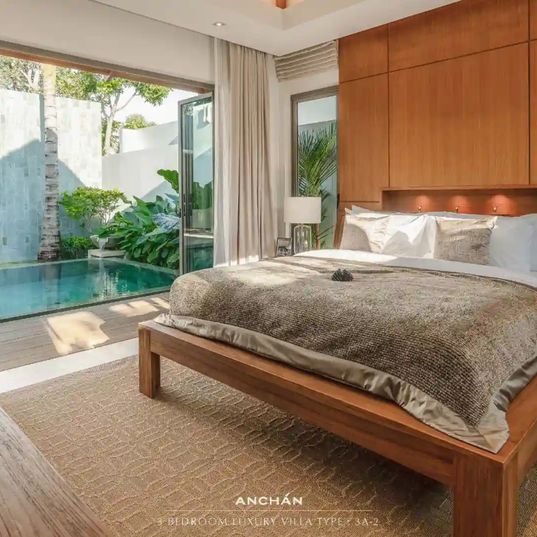 Anchan Sunscape Thep Krasattri bedroom with pool view doors