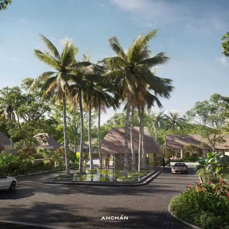 Anchan Sunscape Thep Krasattri gated entrance with tropical landscaping