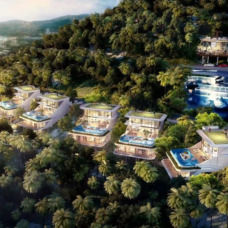 Isla Kata Sea View Villa aerial hillside villas in Phuket