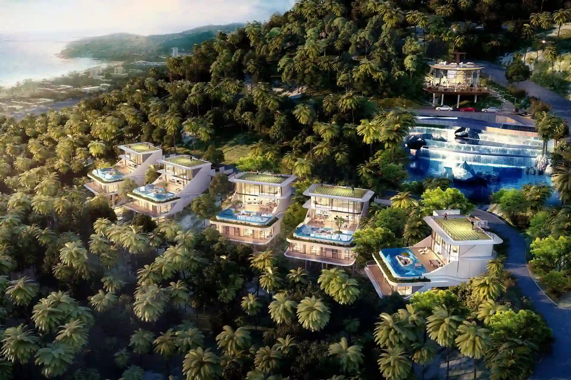 Isla Kata Sea View Villa aerial hillside villas in Phuket