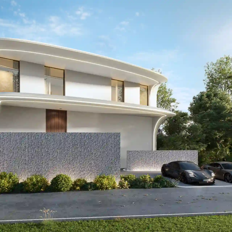 Isla Kata Sea View Villa entrance facade with modern curves