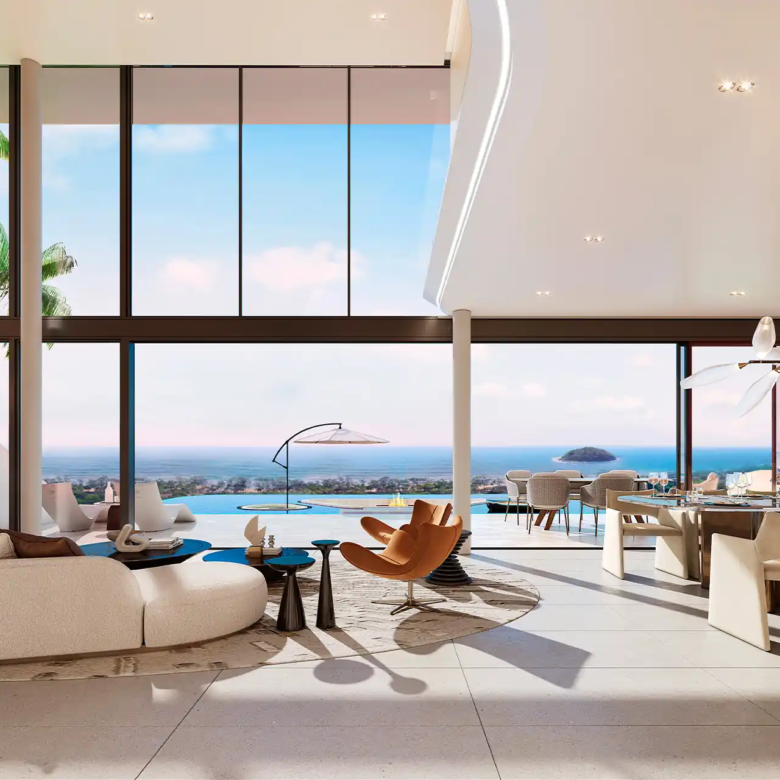 Isla Kata Sea View Villa open-plan living room with sea view