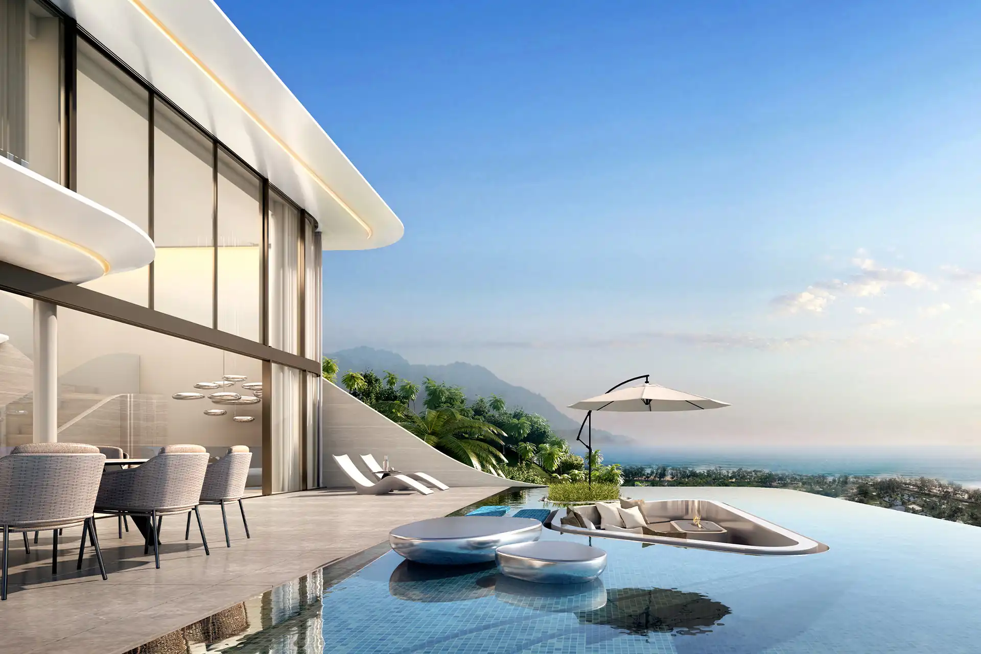 Isla Kata Sea View Villa pool terrace with panoramic sea view