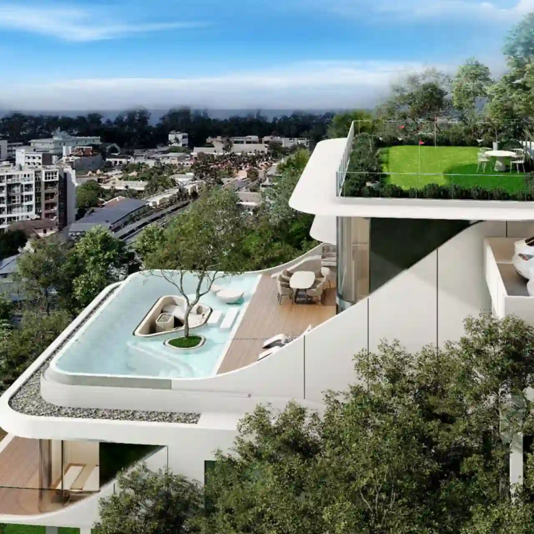 Isla Kata Sea View Villa rooftop pool with green roof
