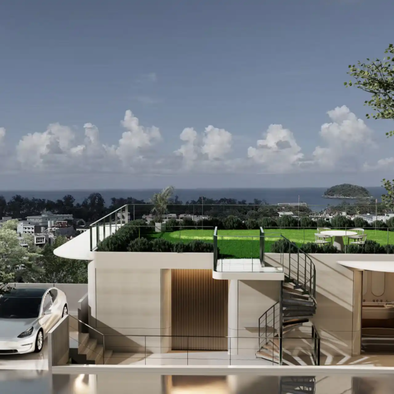 Isla Kata Sea View Villa rooftop terrace facing ocean horizon