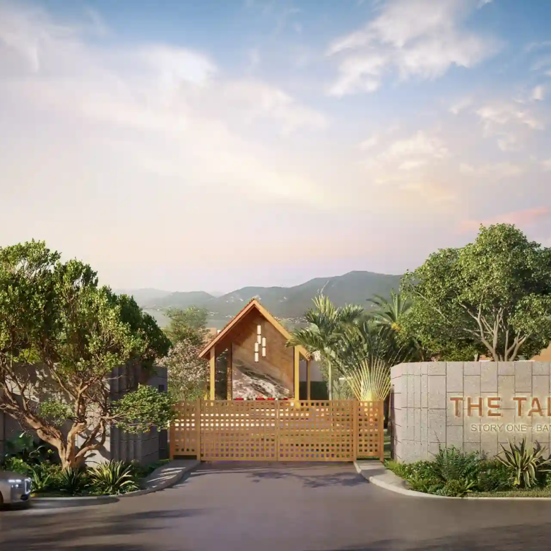 The Tales Story One Bangjo gated entrance with mountain backdrop